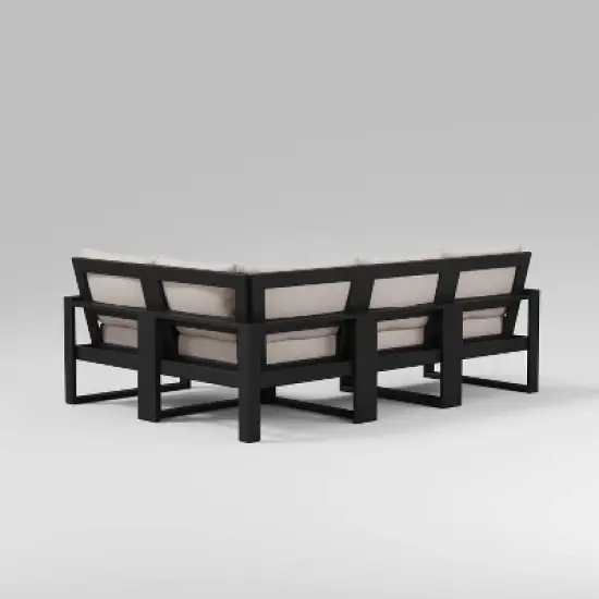 POLYWOOD 4pc EDGE Modular Deep Seating Outdoor Patio Sectional Sofa Furniture Set image {1}