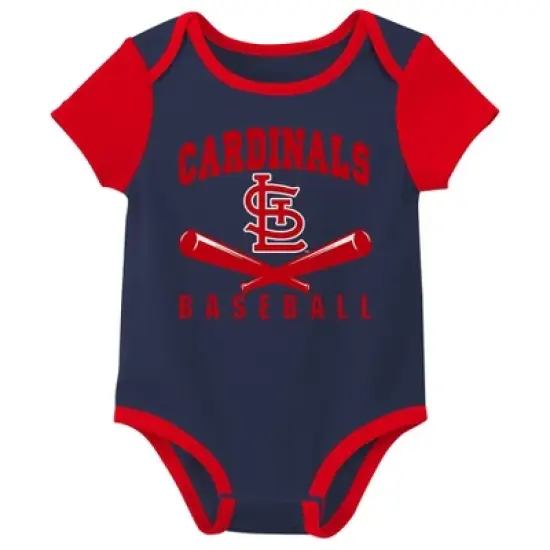 MLB St. Louis Cardinals Infant Boys' White Pinstripe 3pk Bodysuits image {2}