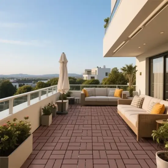 44 Pack Patio Deck Tiles,12"x12" Outdoor and Indoor Plastic Interlocking Deck Tiles image {7}