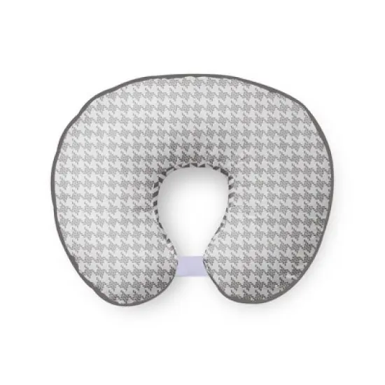 Bacati - 3 pc Houndstooth/Herringbone Gray Muslin Hugster Feeding & Infant Support Nursing Pillow with 2 removable zippered covers  image {1}