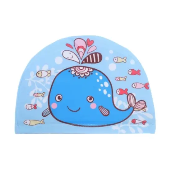 Unique Bargains Kid's Polyester Whale Pattern Swim Cap Blue 1 Pc image {6}