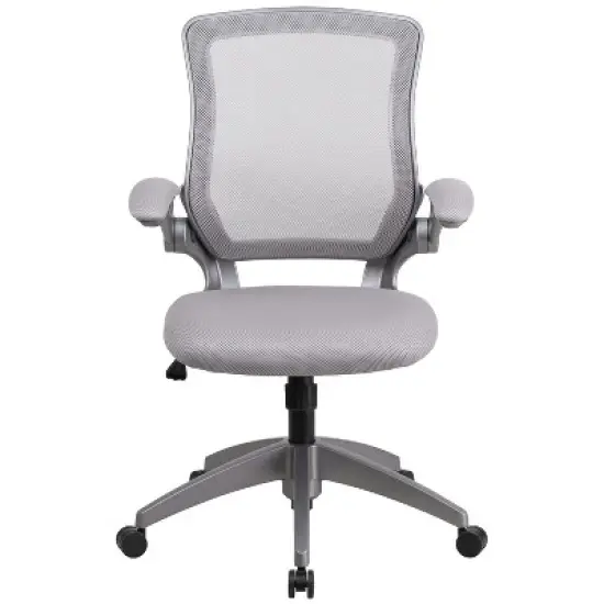 Flash Furniture Mid-Back Mesh Swivel Ergonomic Task Office Chair with Gray Frame and Flip-Up Arms image {8}