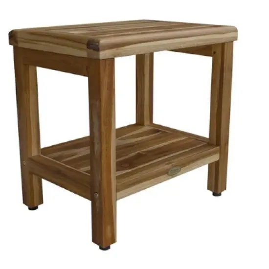 EcoDecors&reg; Eleganto&reg; 18" Teak Wood Shower Bench with Shelf in EarthyTeak Finish image {12}