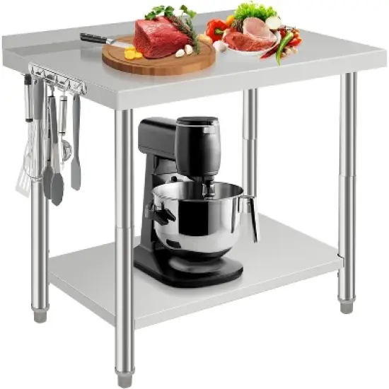 Heavy Duty Stainless Steel Work Table, Adjustable Height Utility Table for Home, Garage, and Restaurant Use image {27}
