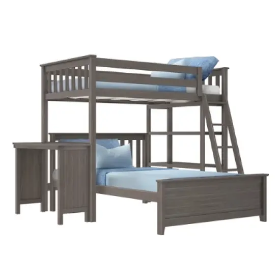 Max & Lily L-Shaped Twin over Full Bunk Bed with Bookcase and Desk image {7}