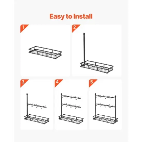 VEVOR Coffee Mug Holder for Countertop, 16 Hooks Coffee Cup Holder with Storage Base, 2 Tier Carbon Steel Mug Display Stand, Matte Black image {6}