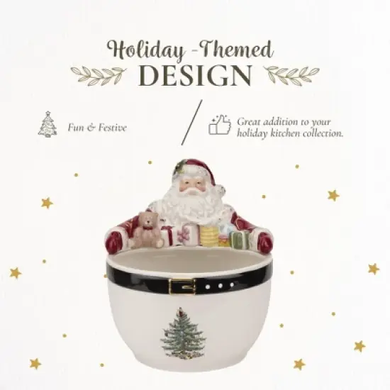 Spode Christmas Tree 7-Inch Santa Nut Bowl - Decorative Serving Bowl for Candies, Nuts, or Desserts - Christmas Holiday Season, Fine Earthenware image {2}