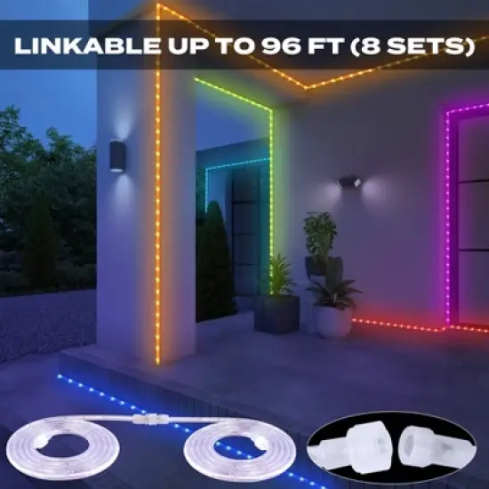 BrightLux 12ft LED Color Flow Rope Lights: Outdoor/Indoor, Music Sync, 500+ Modes, PVC Jacket image {7}