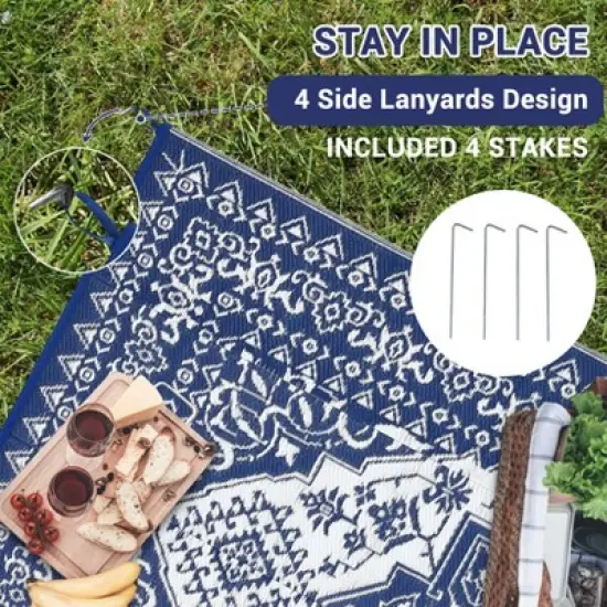 Outdoor Rug Waterproof Reversible Rug Plastic Straw Rug image {2}