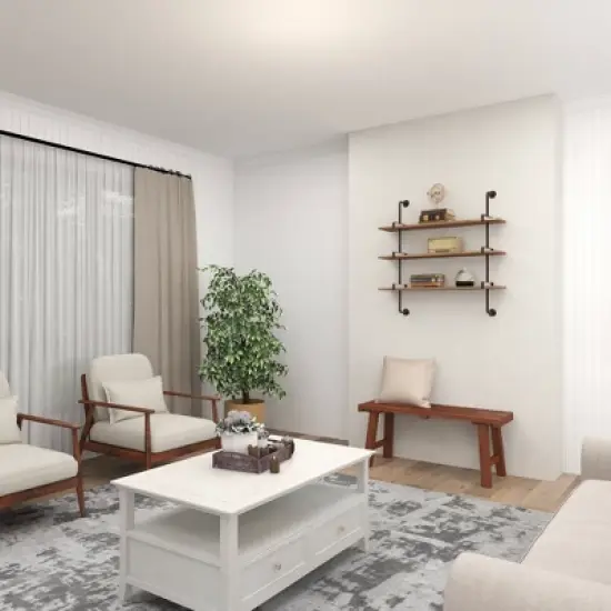 Mahogany Wood Bench Brown - Olivia & May image {7}