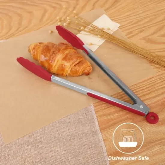 Stainless Steel Kitchen Tongs Silicone Tipped BBQ Cooking Tongs image {4}