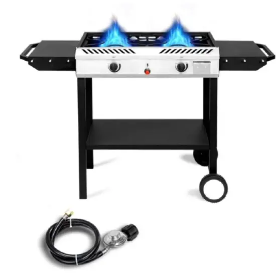 Winado 2 Burner Outdoor Propane Gas Stove With Auto-ignition & Side Shelves image {3}
