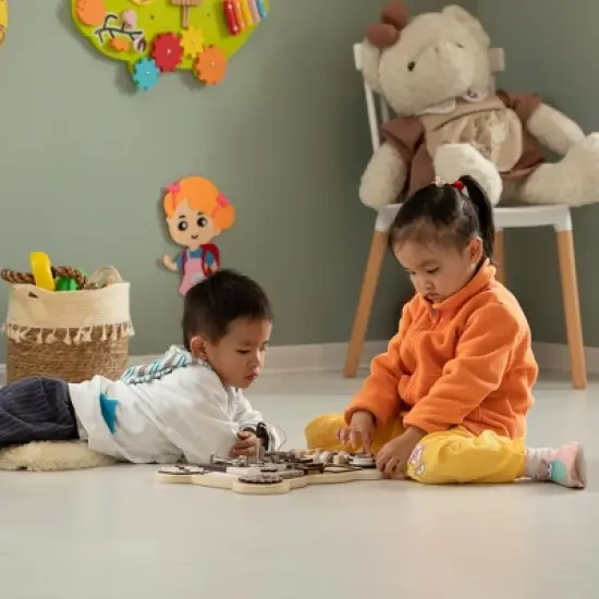 ShpilMaster Wooden Sensory Bear Shaped Learning Toddler Busy Board For Playroom, Nursery, Preschool, and Doctors' Office image {4}