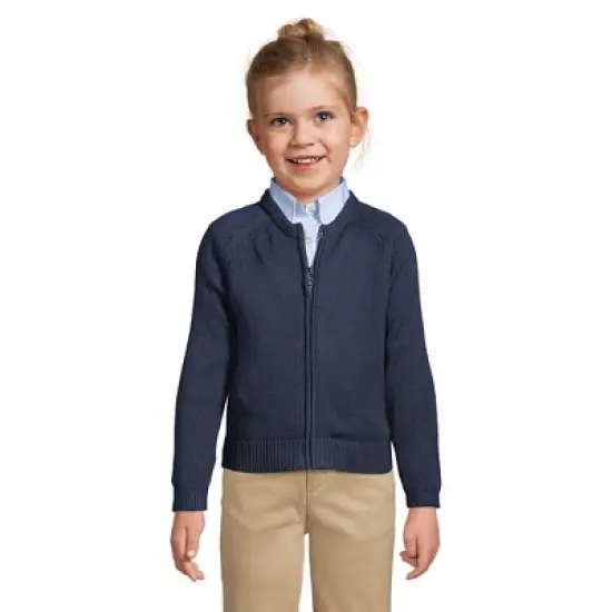 Lands' End School Uniform Girls Cotton Modal Zip-front Cardigan Sweater image {2}