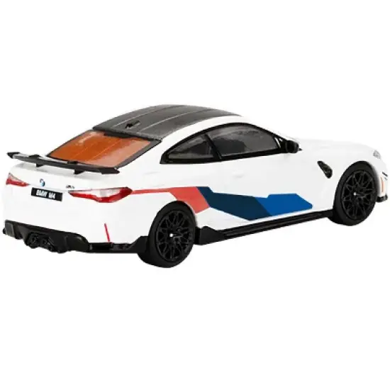 BMW M4 M-Performance (G82) Alpine White w/Carbon Top and Graphics Ltd Ed 1/64 Diecast Model Car by True Scale Miniatures image {2}