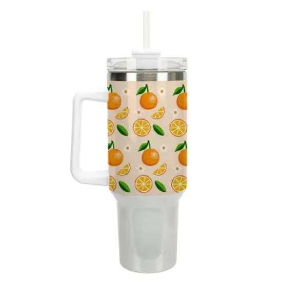 100 North Orange Citrus Slices Summer Fruit 40 oz. Stainless Steel, Large Water Bottle Coffee Mug, Spill & Leak Resistant, Thermal Travel Tumbler with image {1}