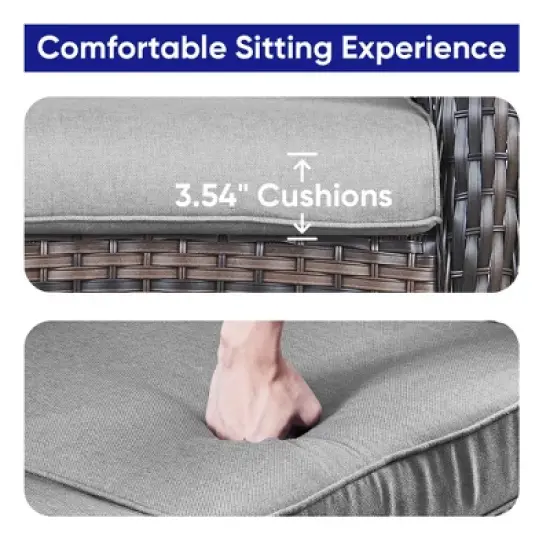 POCASSY 74" Wide Outdoor Wicker Patio Sofa with Cushions, All Weather Wicker Furniture Sofa 3 Seater Couch for Porch, Deck, Balcony image {2}