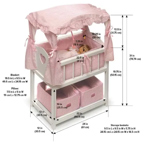 Badger Basket Doll Canopy Crib with Mobile & Storage Bins image {7}