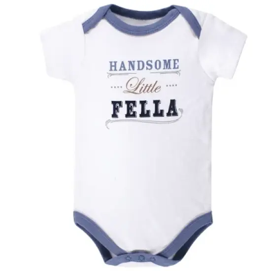 Little Treasure Baby Boy Cotton Bodysuit, Pant and Shoe 3pc Set, Handsome Fella Short-Sleeve image {1}