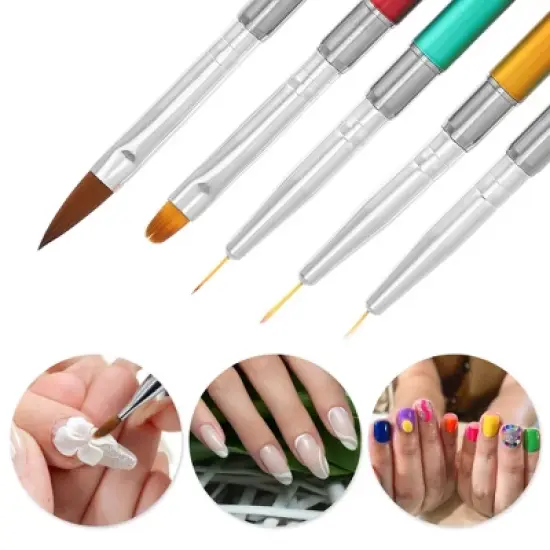 Unique Bargains Double Ended Nail Art Brushes 5 Pcs Multicolored image {2}