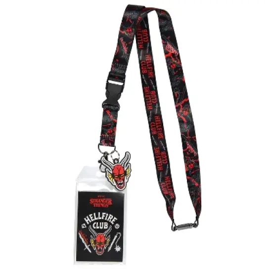 Stranger Things Hellfire Club ID Badge Holder Lanyard w/ 2" Rubber Pendant image {4}