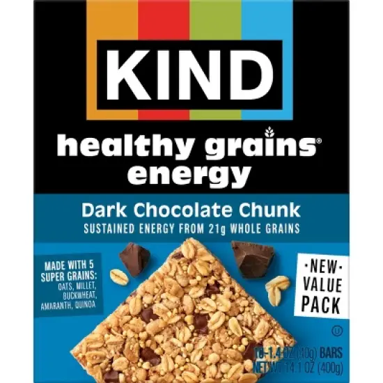 KIND Healthy Grains Energy Dark Chocolate Chunk Protein Bars - 10ct image {1}
