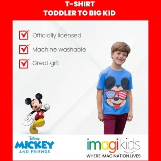 Disney Mickey Mouse T-Shirt Toddler to Big Kid - Valentine's Day, St. Patrick's Day, July 4th, Christmas, Halloween image {2}
