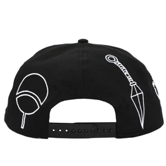 Naruto Anime Cartoon Crown & Omni Village Symbol Logos Black Fitted Hat For Men image {4}