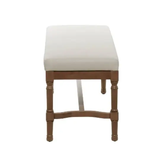 Traditional Linen Upholstered Wood Bench - Olivia & May image {4}