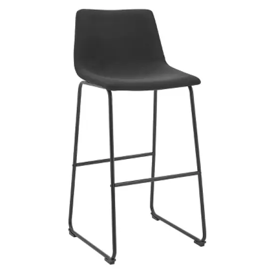 Barton Set of 2 Myrick Bar Chairs Counter Height Backrest and Footrest, Black image {2}