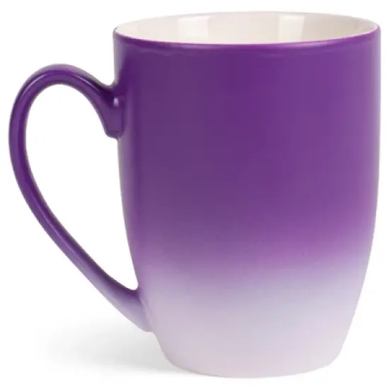 Elanze Designs Squeeze The Day Two Toned Ombre Matte 10 ounce New Bone China Coffee Tea Cup Mug, Purple and White image {1}