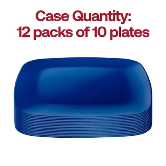 Smarty Had A Party 7.25" Blue Flat Rounded Square Plastic Salad Plates - 120 pcs image {3}
