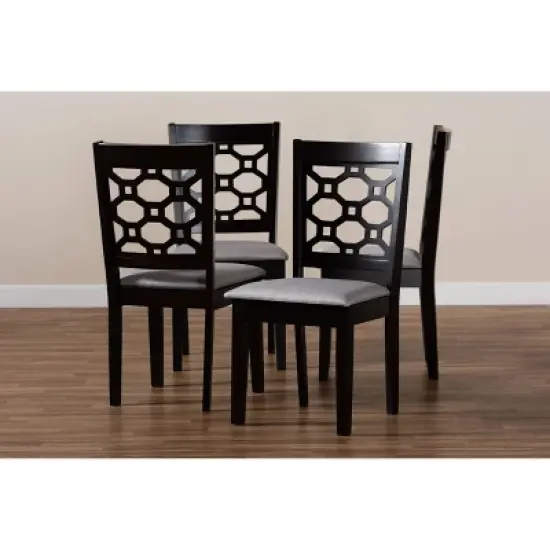 4pc Peter Fabric Upholstered and Wood Dining Chairs - Baxton Studio image {4}