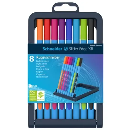 Schneider&reg; Slider Edge XB Ballpoint Pen, 1.4 mm, 8 Assorted Ink Colors in Adjustable Case Stand image {2}