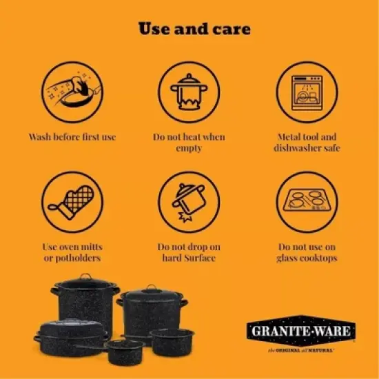 Granite Ware 15.5 Qt Stock Pot with Lid, Enameled Steel Perfect for Seafood, Steamer for Soups Or Sauces, Speckled Black image {3}