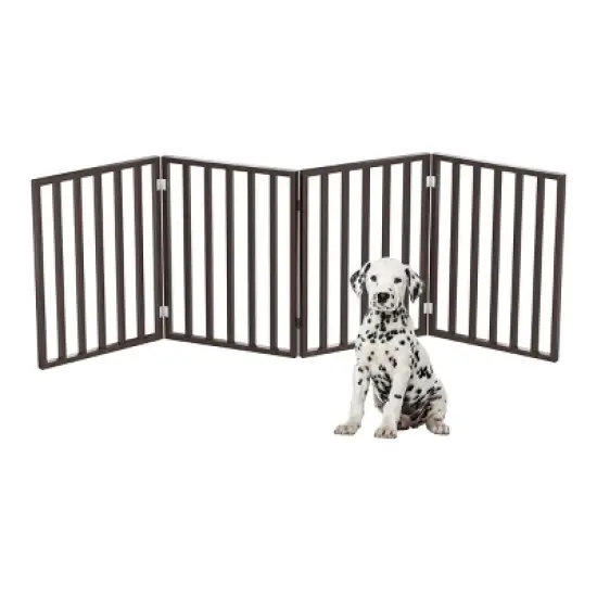 Indoor Pet Gate - 4-Panel Folding Dog Gate for Stairs or Doorways - 72x24-Inch Freestanding Pet Fence for Cats and Dogs by PETMAKER (Brown) image {6}
