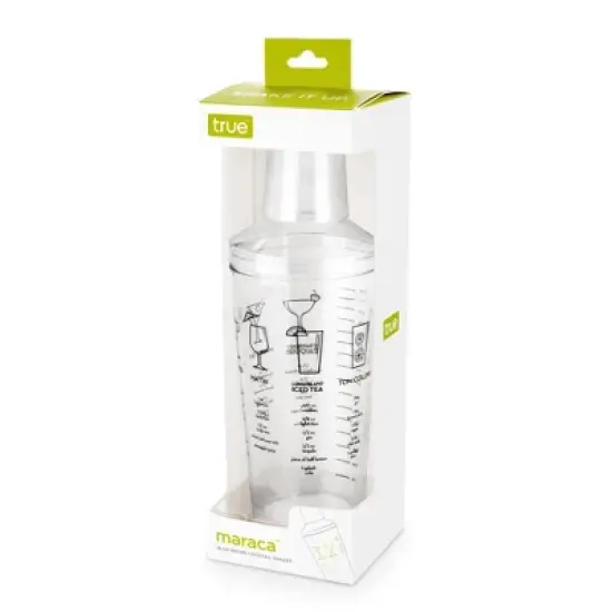 True Maraca Cocktail Recipe Shaker with Cap and Built In Strainer, 7 Drink Recipes with Measurements, Home Bar Accessories, Bar Set, 16 oz. image {7}