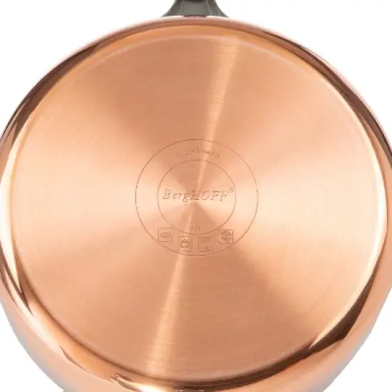 BergHOFF Vintage Copper Tri-Ply 8" Deep Skillet, Polished, Gold image {5}