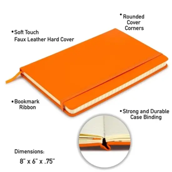 Simply Genius A5 Lined Notebooks with Hardcover - College Ruled Notebook - 192 pages, 5.7" x 8.4" (Orange, 4 Pack) image {5}