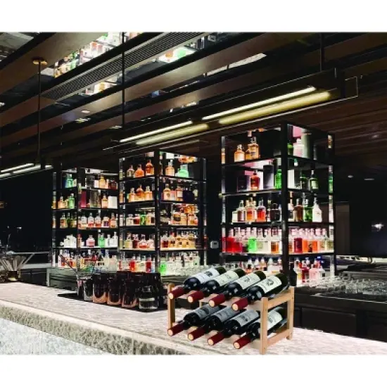 Itopfox 2-Tier Bamboo Wine Rack - Eco-Friendly, Space-Saving Storage for 8 Bottles, Easy Assembly for Kitchen, Pantry, Bar, or Home Decor image {3}