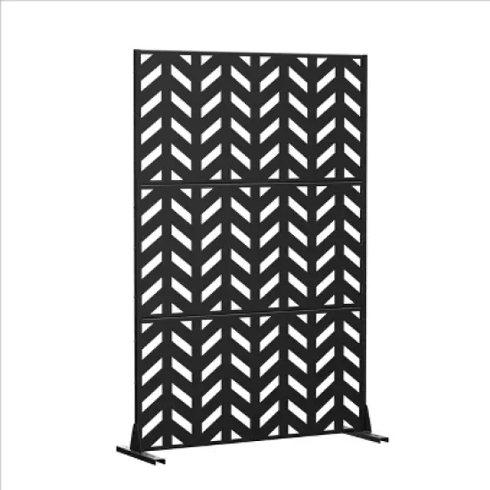 PexFix 72 in. H x 47 in. W Outdoor Metal Privacy Screen Garden Fence Arrow Pattern Wall Applique in Black image {2}
