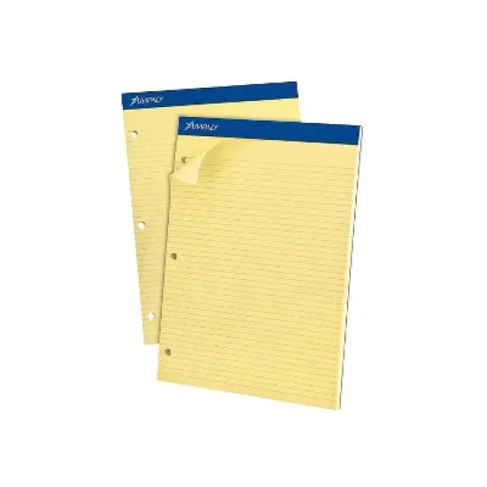 Ampad Double Sheets Pad Narrow/Margin Pad 8 1/2 x 11 3/4 Canary 100 Sheets 20246 image {1}