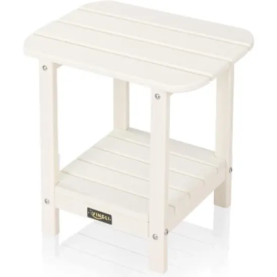 VINGLI HDPE Outdoor Side Table, Waterproof 2-Tier Patio Side Table End Tables for Patio Deck Porch Backyard Pool image {8}