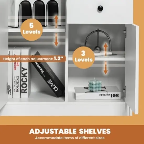 Costway Kitchen Storage Cabinet 2 Drawer Sideboard Floor Cupboard with  Adjustable Shelves image {5}