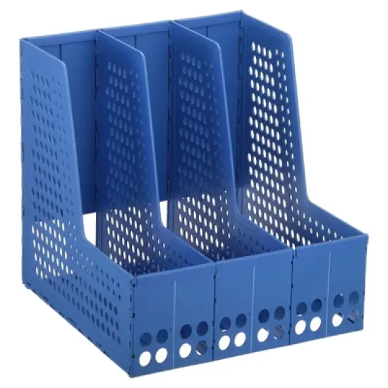 Unique Bargains Plastic Collapsible Retractable 3 Vertical Compartment Office File Holder image {4}