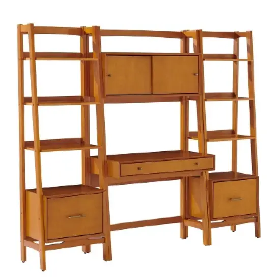3pc Landon Desk and Bookcases Set Acorn - Crosley image {3}