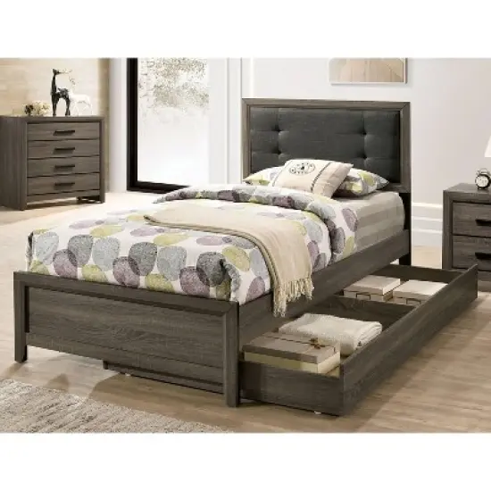 2pc Full Morningside Transitional Bed and Trundle Set Gray/Charcoal - HOMES: Inside + Out image {1}