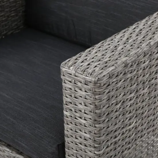 Puerta 8pc Wicker Chat Set - Black/Gray - Christopher Knight Home image {2}