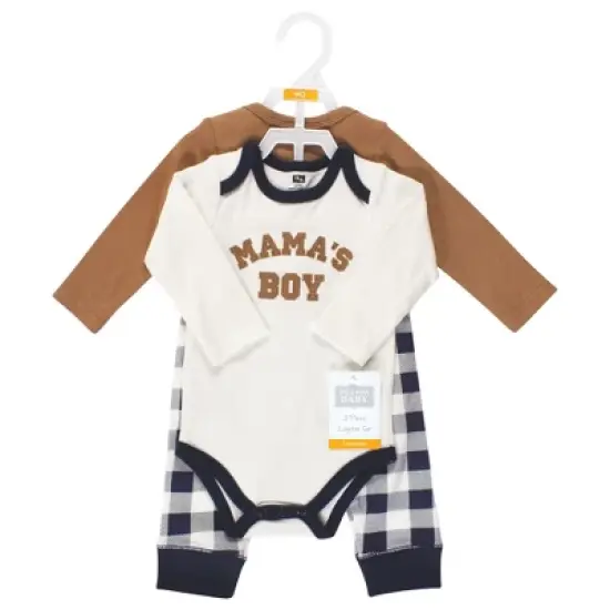Hudson Baby Infant Boy Long-Sleeve Bodysuits and Pants, Brown Navy Mamas Boy Long-Sleeve image {1}