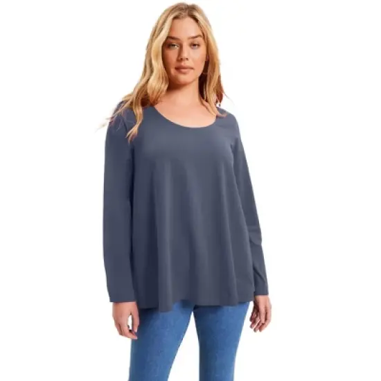 June + Vie by Roaman's Women&rsquo;s Plus Size Long-Sleeve Swing One + Only Tee image {8}